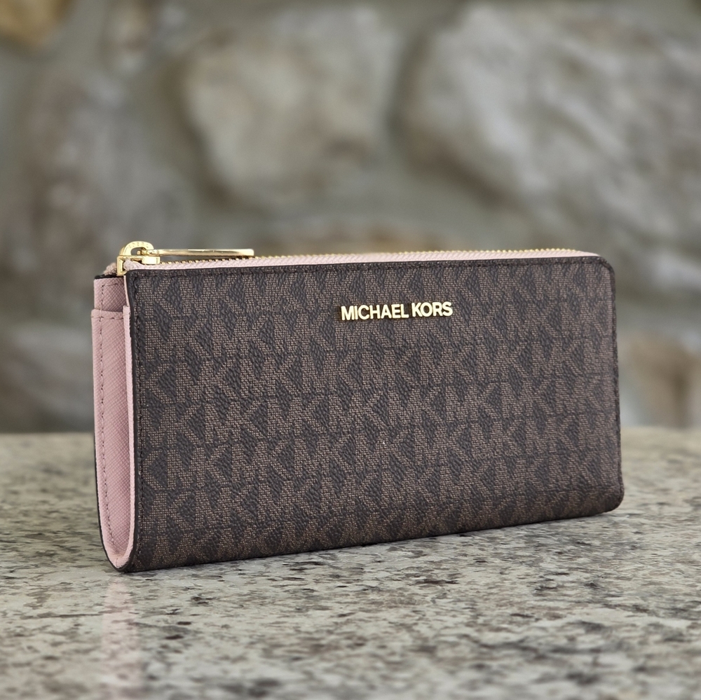 Michael Kors Jet Set Logo Large Brown Wallet